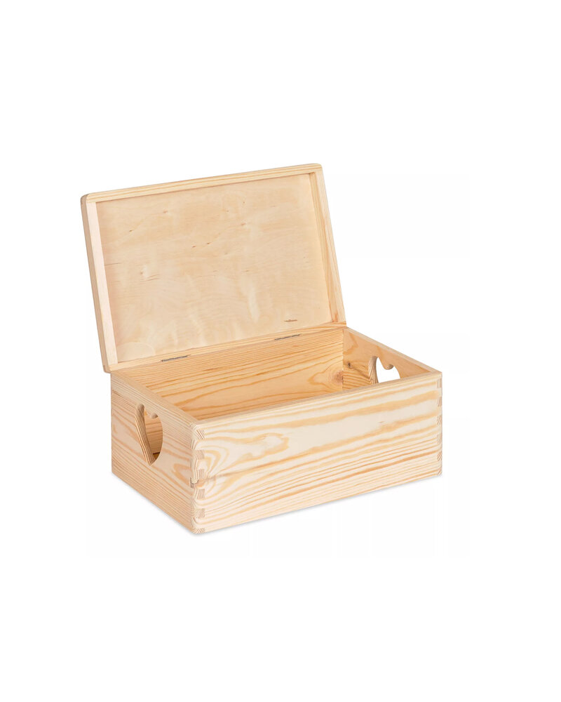 Eva mini houten kistje hart met klepdeksel naturel - 30 x 20 x 13 cm