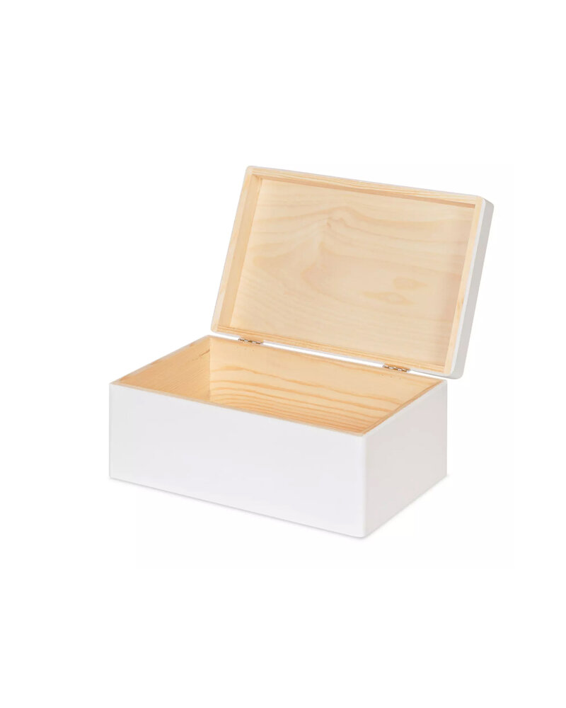 Eva mini houten kistje wit met klepdeksel - 30 x 20 x 13 cm