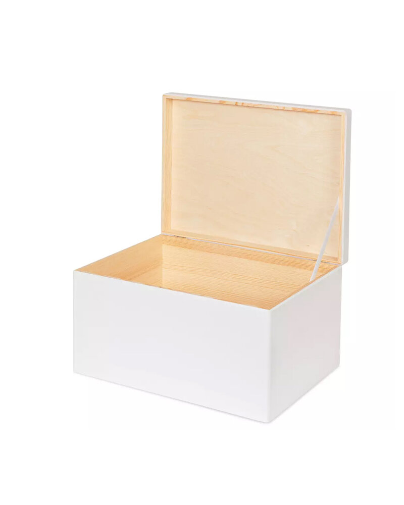 EVA MAXI houten kist met klepdeksel wit - 40 x 30 x 23 cm