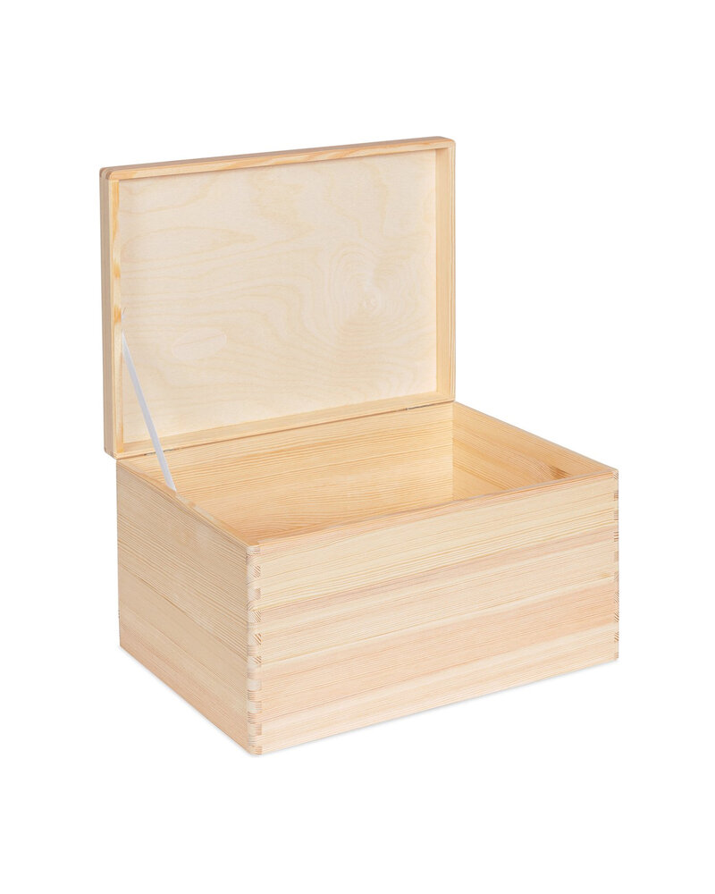 EVA MAXI houten kist met klepdeksel naturel - 40 x 30 x 23 cm