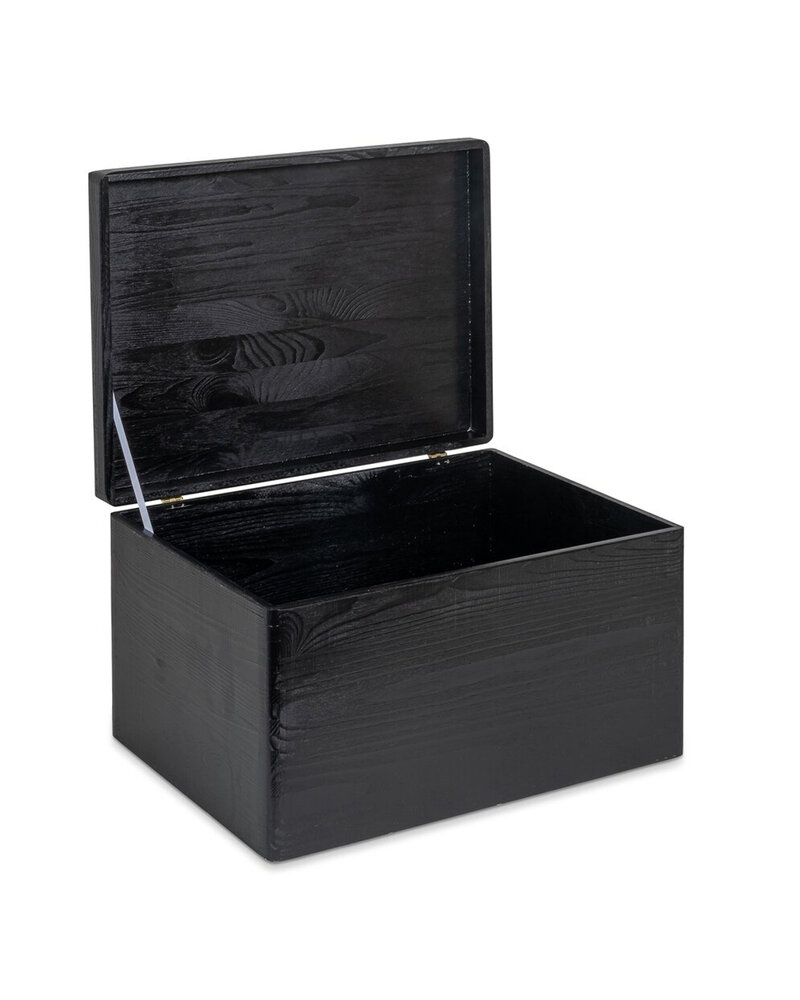 KIM MAXI houten kist zwart volledig gesloten - 40 x 30 x 23 cm