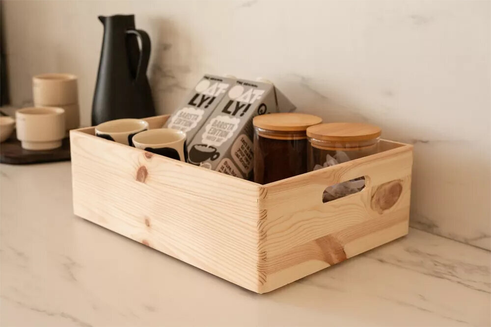 KIM Midi houten kist open met handgrepen - 40 x 30 x 13 cm