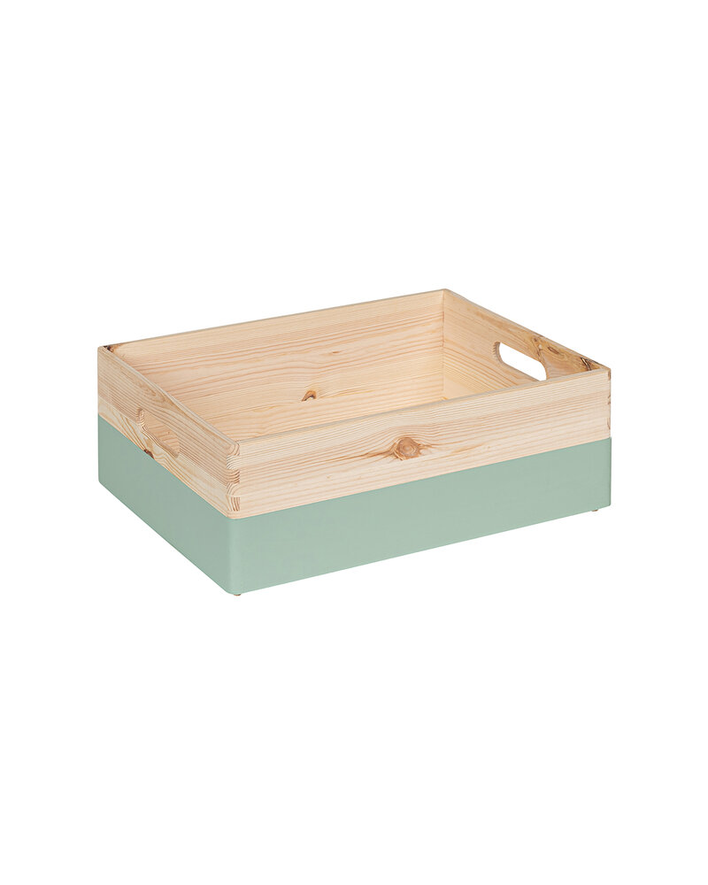 KIM Midi houten kist open met handgrepen - Tijm - 40 x 30 x 13 cm