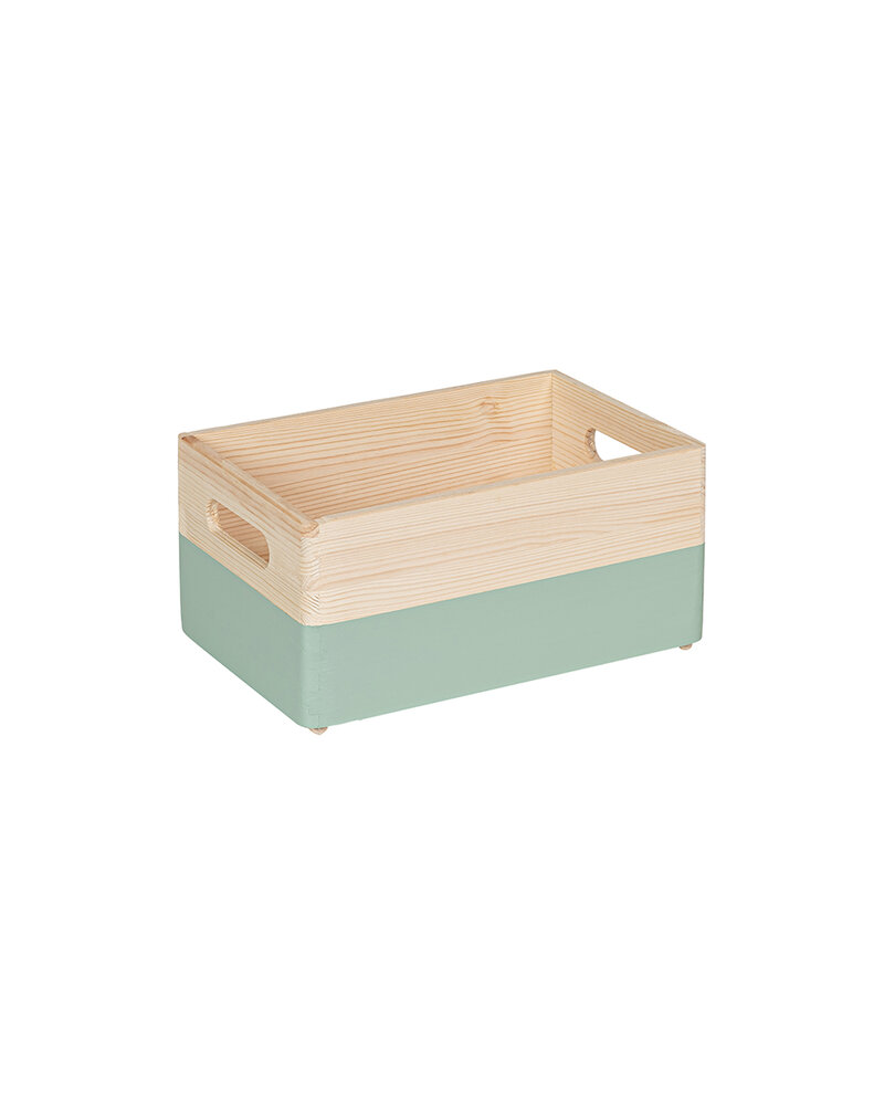 KIM Mini houten kist open met handgrepen - Tijm - 30 x 20 x 13 cm