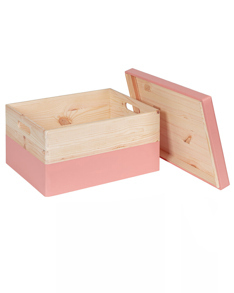 KIM Maxi houten kist - losse deksel - Framboos - 40 x 30 x 23 cm