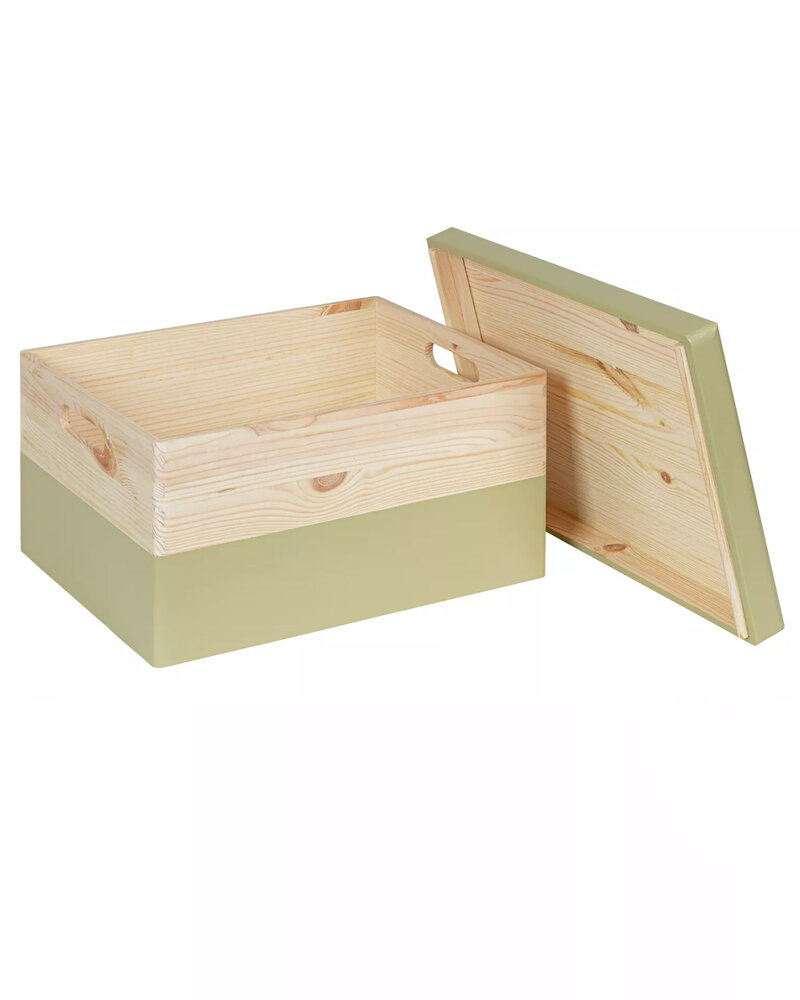 KIM Maxi houten kist - losse deksel - pistache - 40 x 30 x 23 cm