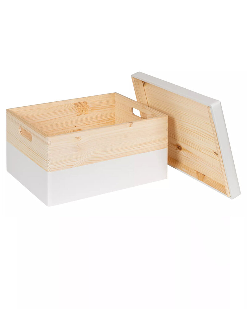 KIM Maxi houten kist - losse deksel - kokos - 40 x 30 x 23 cm