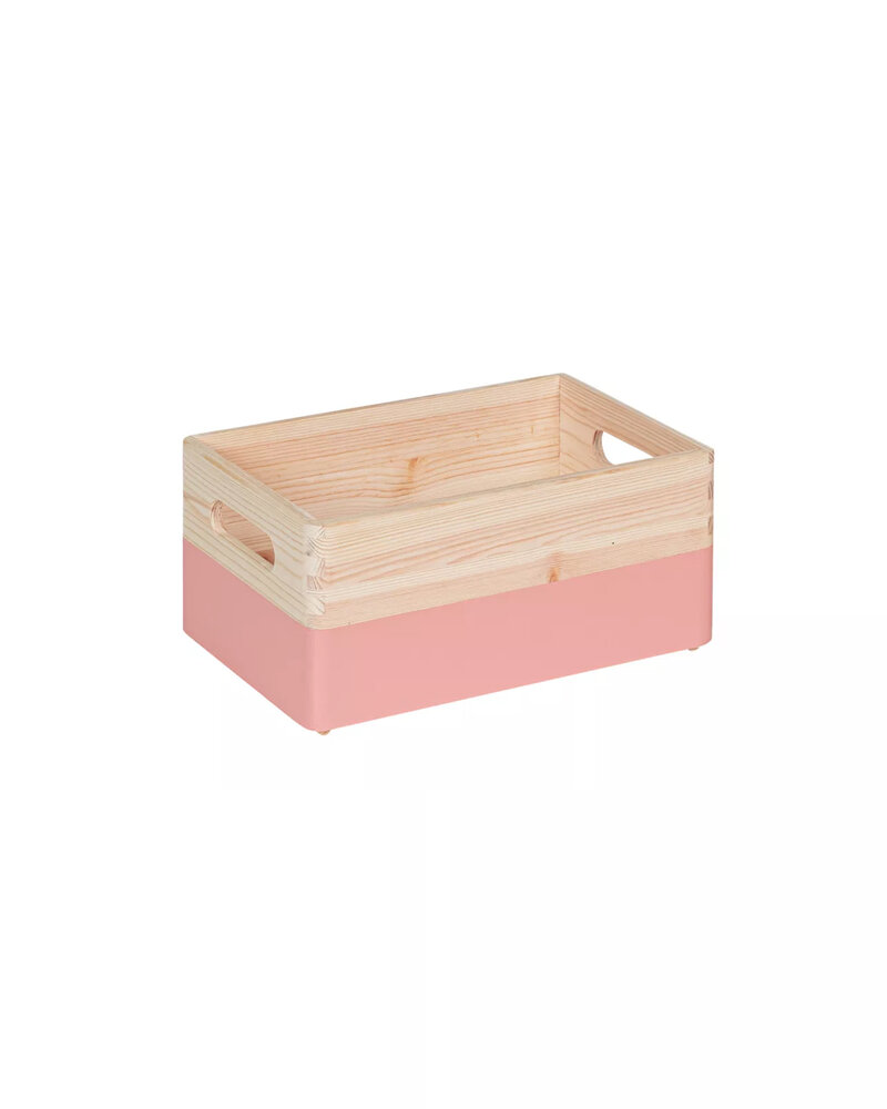 KIM Mini houten kist open met handgrepen - Framboos - 30 x 20 x 13 cm