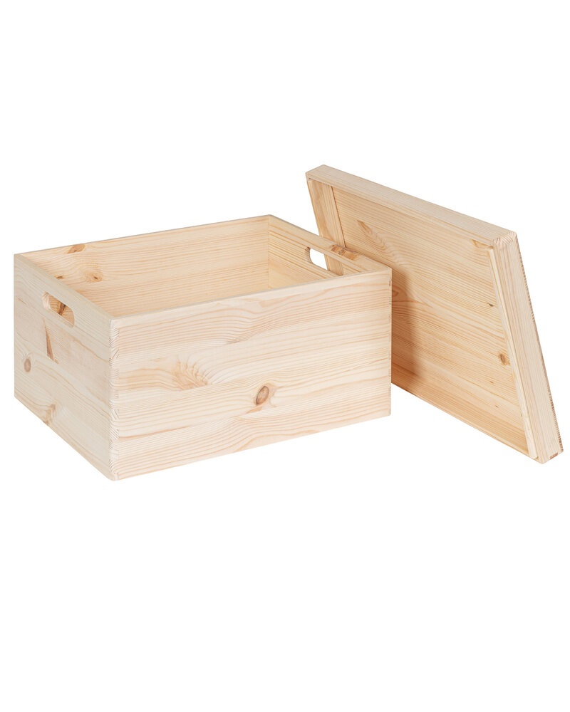 KIM Maxi houten kist met losse deksel - 40 x 30 x 23 cm