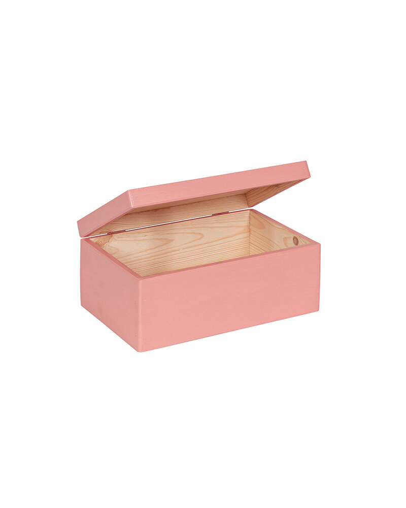Eva mini houten kistje Framboos met klepdeksel - 30 x 20 x 13 cm