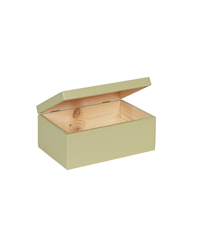 Eva mini houten kistje Pistache met klepdeksel - 30 x 20 x 13 cm