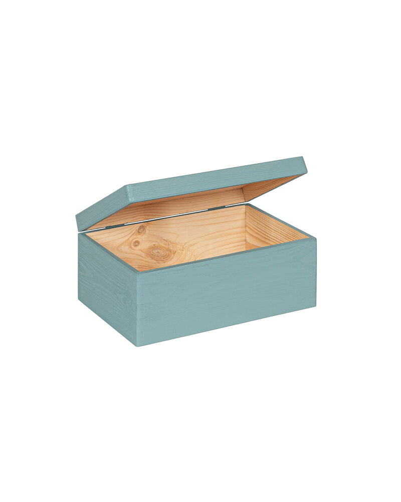 Eva mini houten kistje Denim met klepdeksel - 30 x 20 x 13 cm