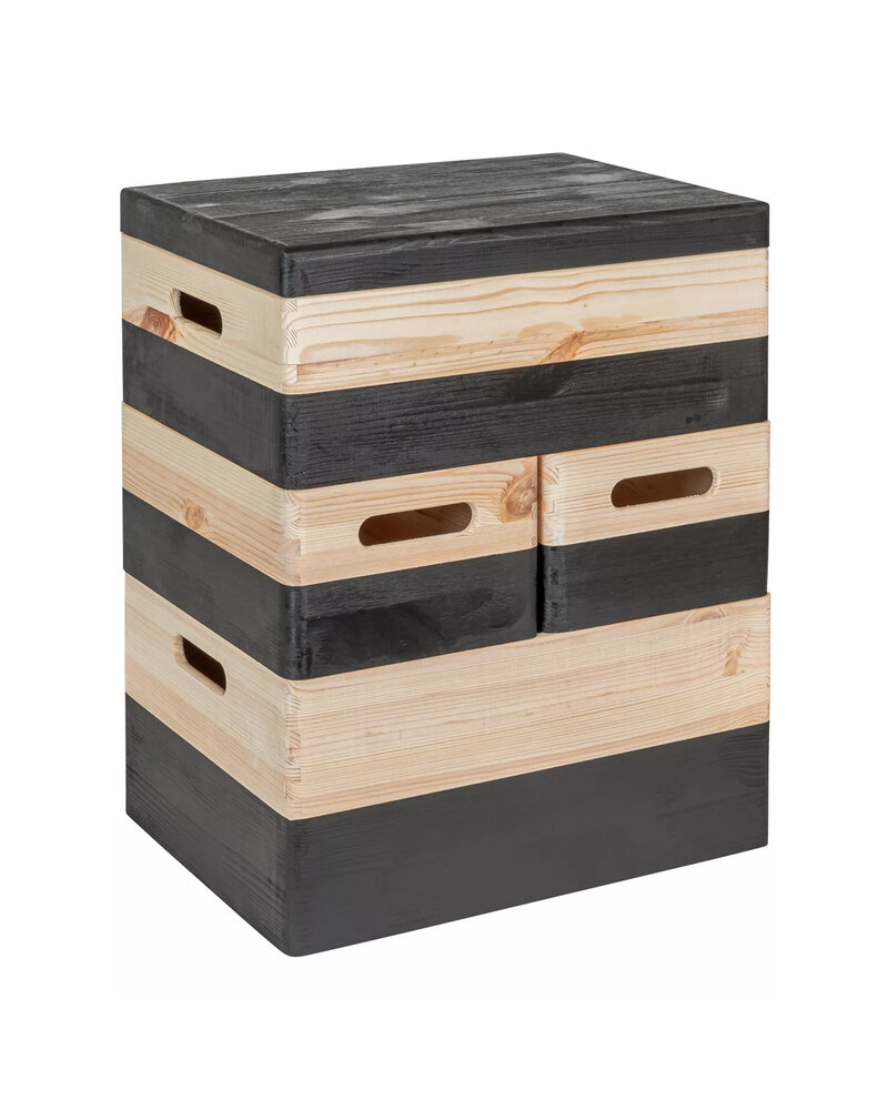 KIM zwart stapel set  - 40 x 30 x 49 cm