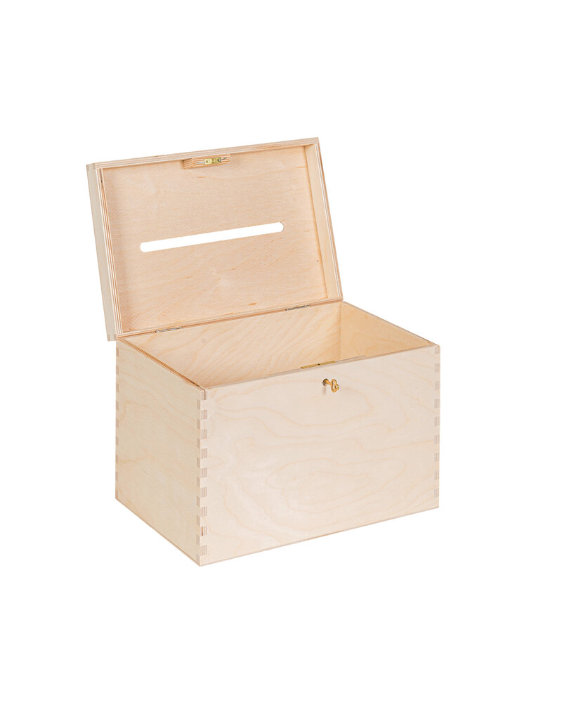 BAS enveloppenkist naturel afsluitbaar koperen sleutel - 30 x 20 x 23 cm