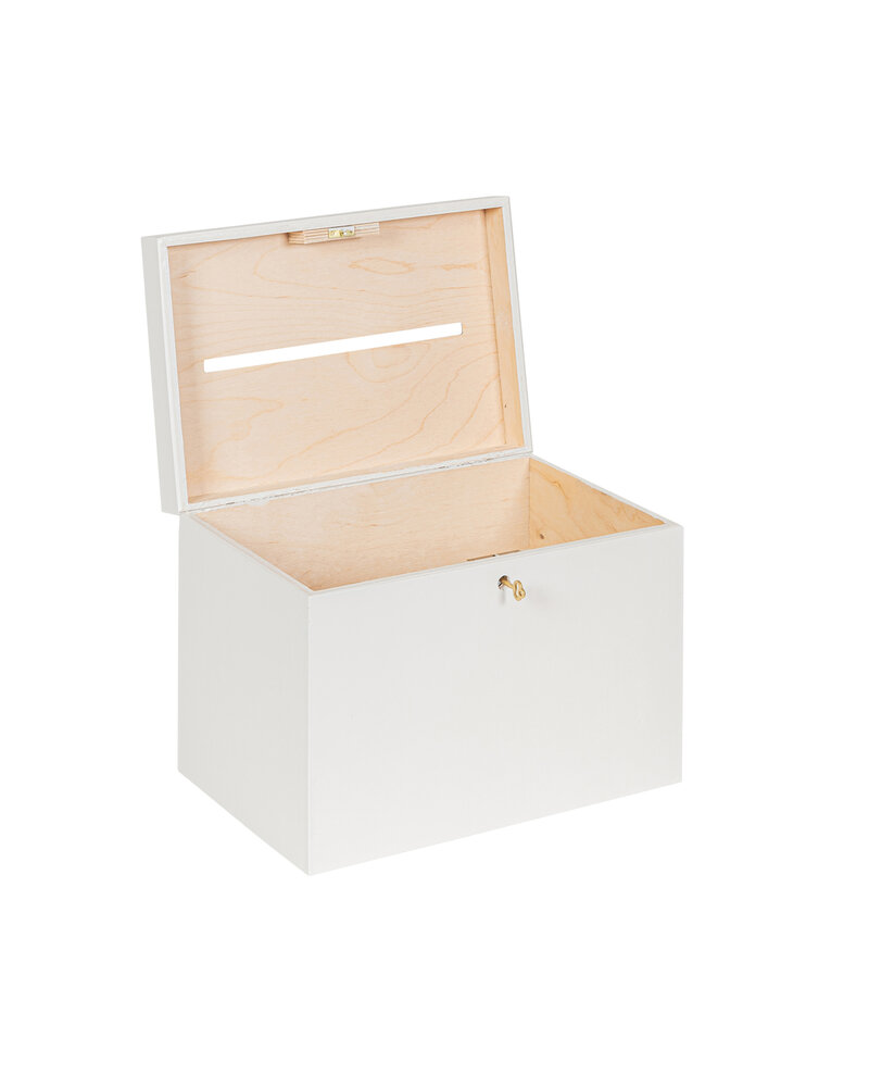 BAS enveloppenkist Kokos wit afsluitbaar met koperen sleutel - 30 x 20 x 23 cm