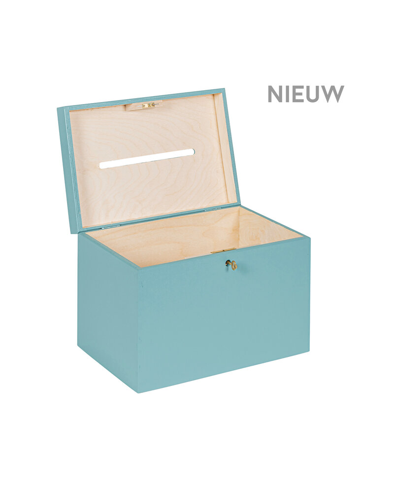 BAS enveloppenkist Denim afsluitbaar met koperen sleutel  - 30 x 20 x 23 cm