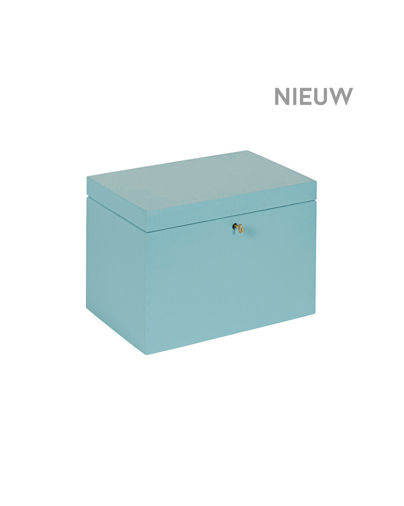 BAS kist Denim afsluitbaar met koperen sleutel - 30 x 20 x 23 cm