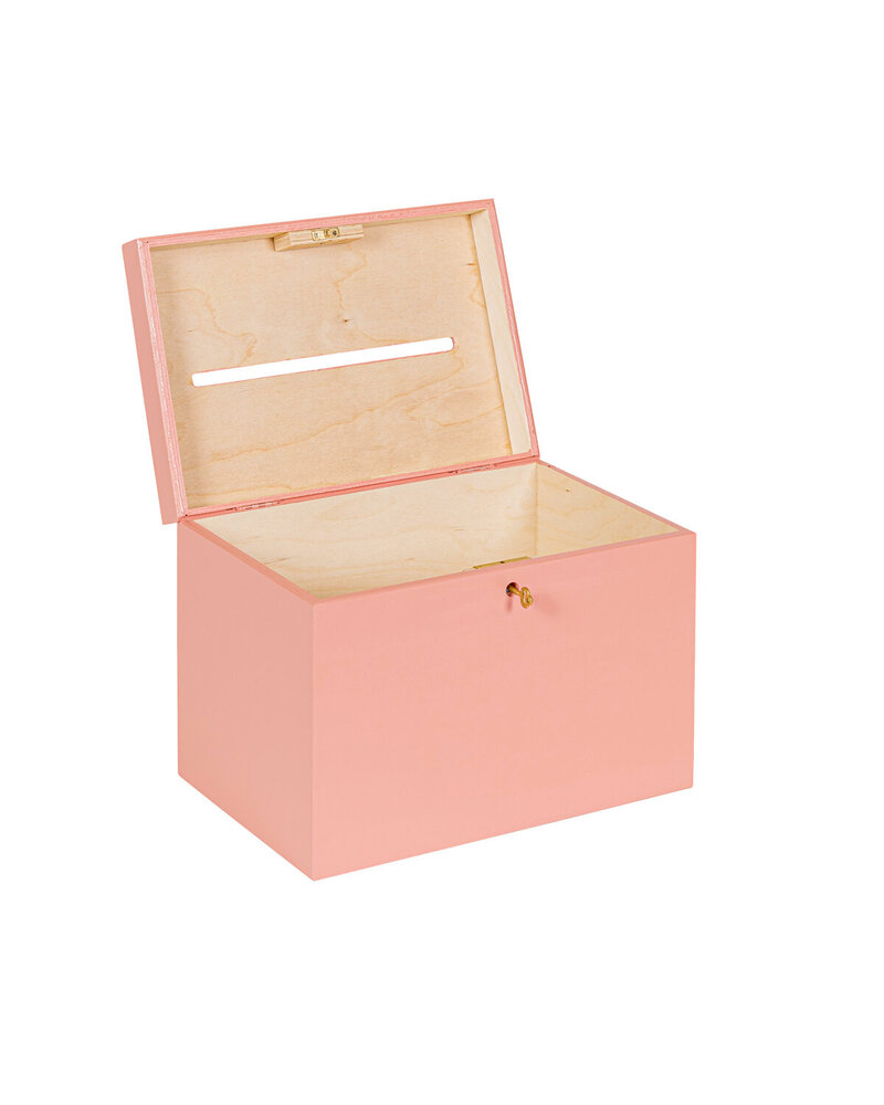 BAS enveloppenkist met slot Framboos - met koperen sleutel  | 30 x 20 x 23 cm