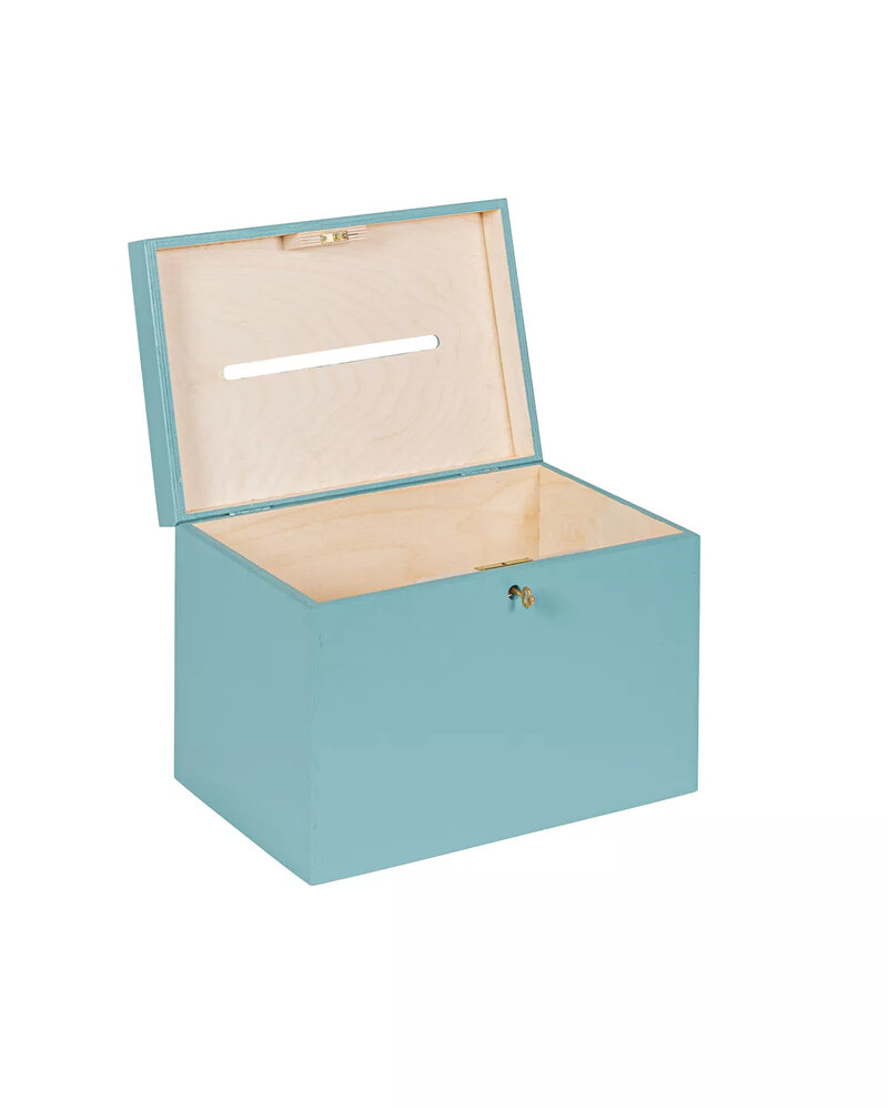 BAS enveloppenkist met slot Denim - met koperen sleutel  | 30 x 20 x 23 cm