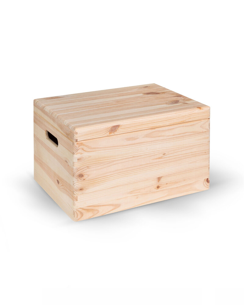 KIM Maxi houten kist met klepdeksel - 40 x 30 x 23 cm