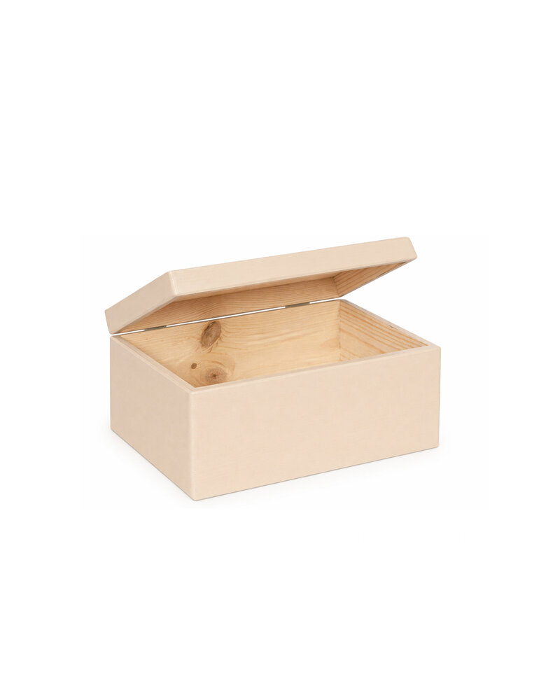 Eva mini houten kistje Zandkleur met klepdeksel - 30 x 20 x 13 cm