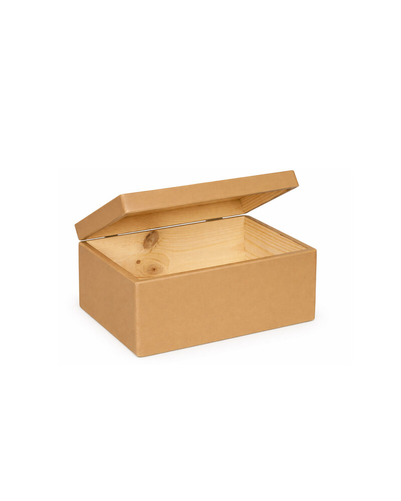 Eva mini houten kistje Toffee kleur met klepdeksel - 30 x 20 x 13 cm