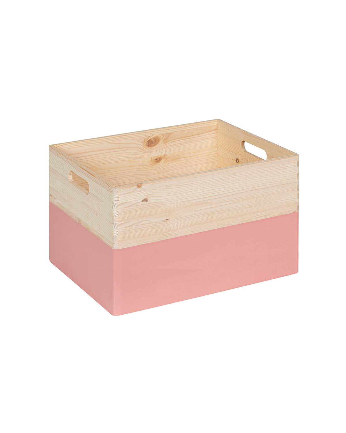 KIM Maxi houten kist open met handgrepen - Framboos - 40 x 30 x 23 cm
