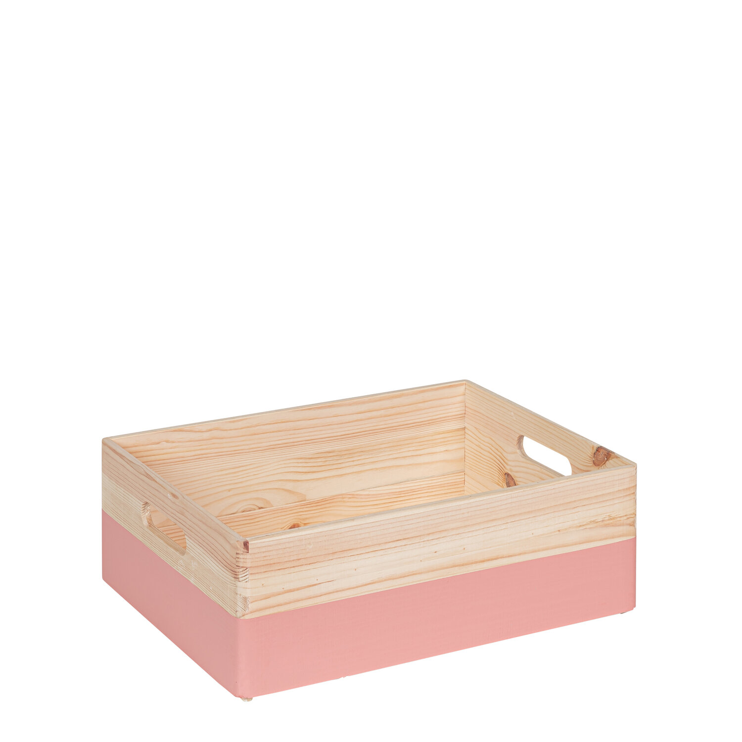 KIM Midi houten kist open met handgrepen - framboos - 40 x 30 x 13 cm