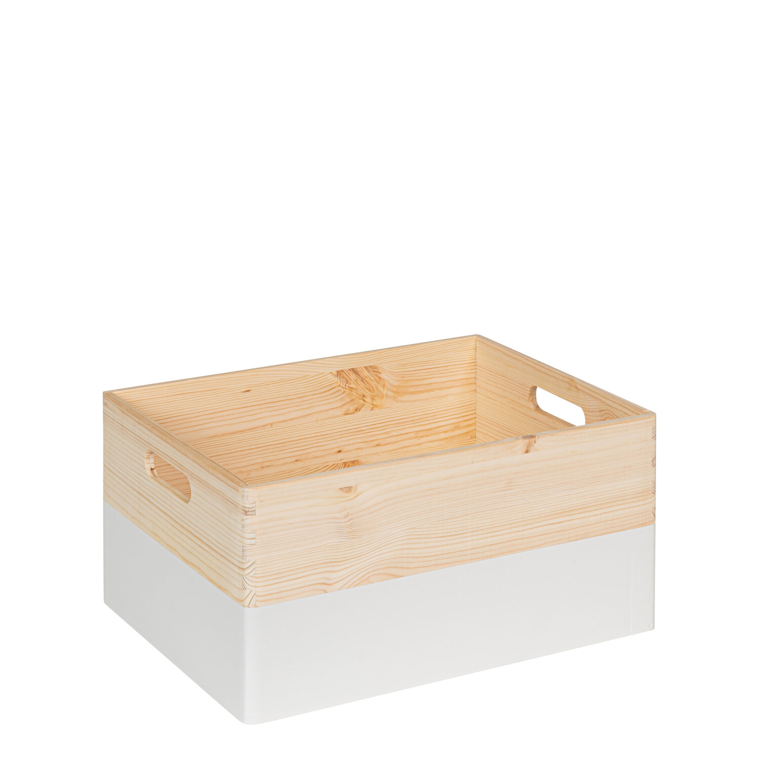 KIM Maxi houten kist open met handgrepen - kokos - 40 x 30 x 23 cm