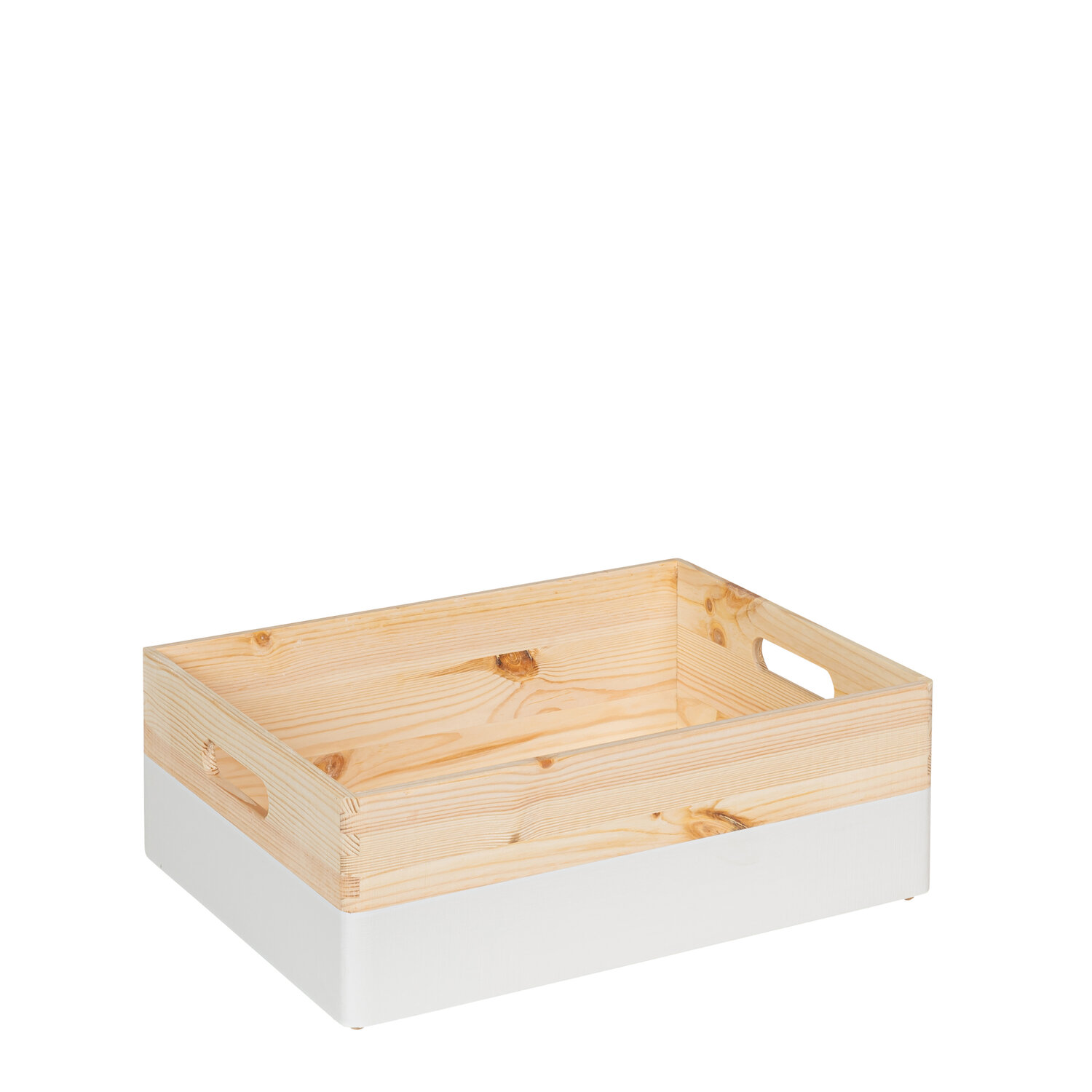 KIM Midi houten kist open met handgrepen - kokos - 40 x 30 x 13 cm