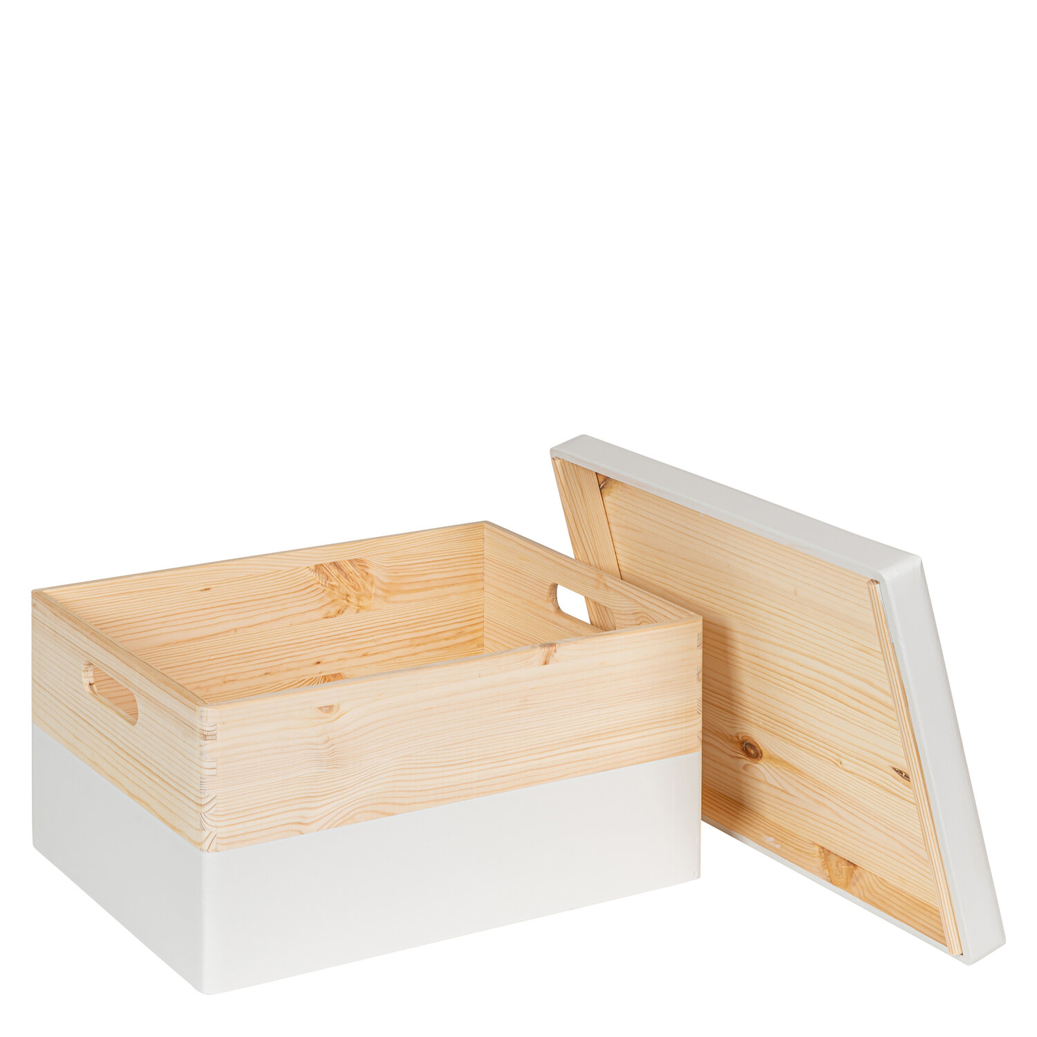 KIM Maxi houten kist - losse deksel - kokos - 40 x 30 x 23 cm
