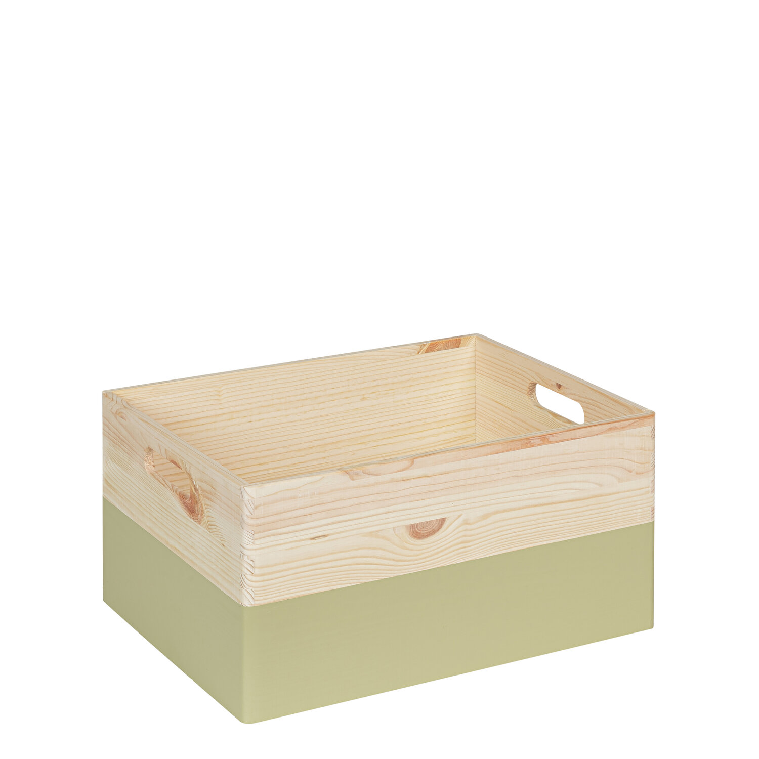 KIM Maxi houten kist open met handgrepen - pistache - 40 x 30 x 23 cm