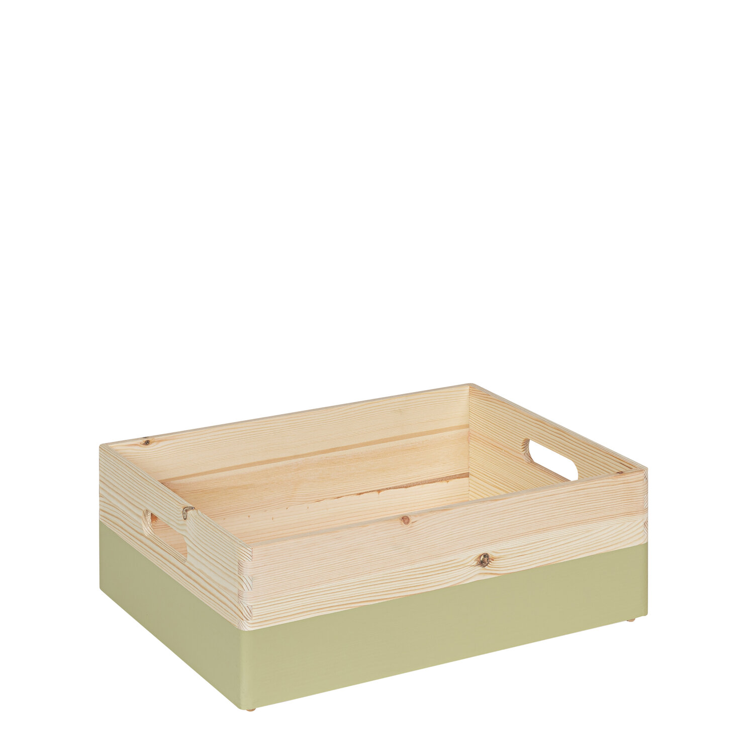 KIM Midi houten kist open met handgrepen - pistache - 40 x 30 x 13 cm
