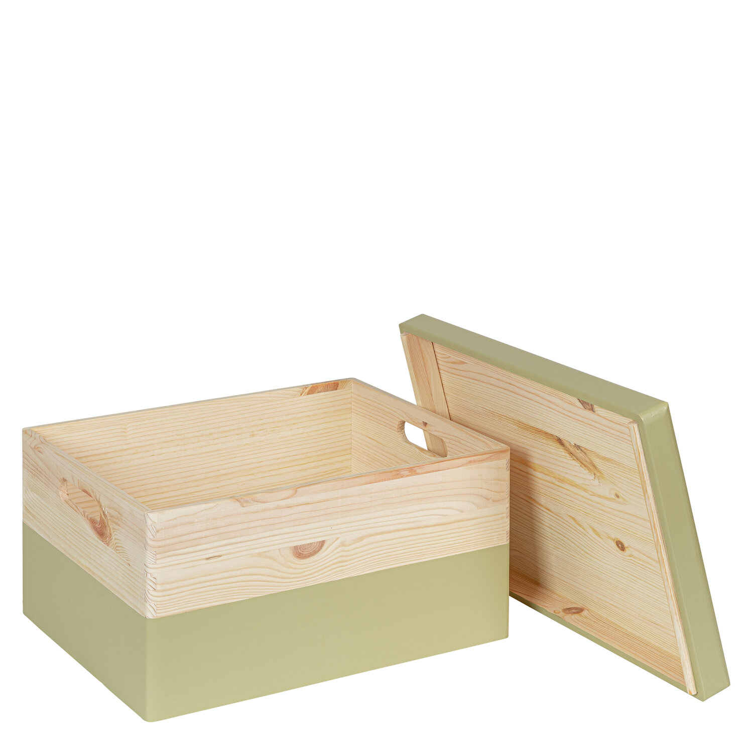 KIM Maxi houten kist - losse deksel - pistache - 40 x 30 x 23 cm