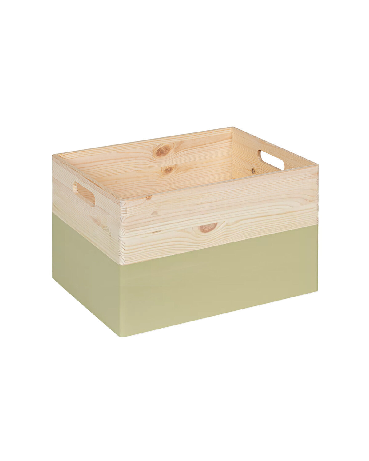 KIM Maxi houten kist open met handgrepen - pistache - 40 x 30 x 23 cm