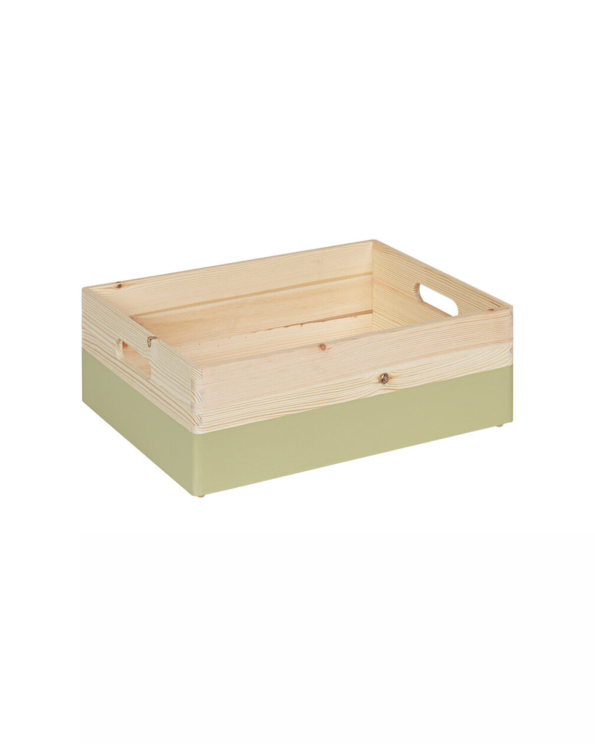 KIM Midi houten kist open met handgrepen - pistache - 40 x 30 x 13 cm