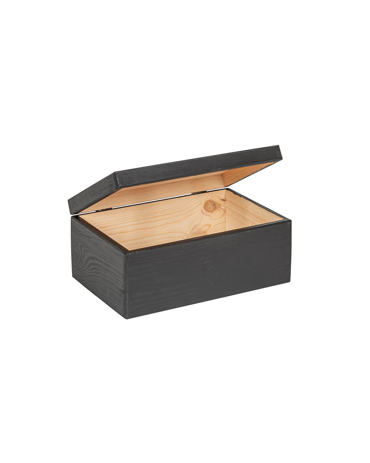 Eva mini houten kistje Zwart met klepdeksel - 30 x 20 x 13 cm