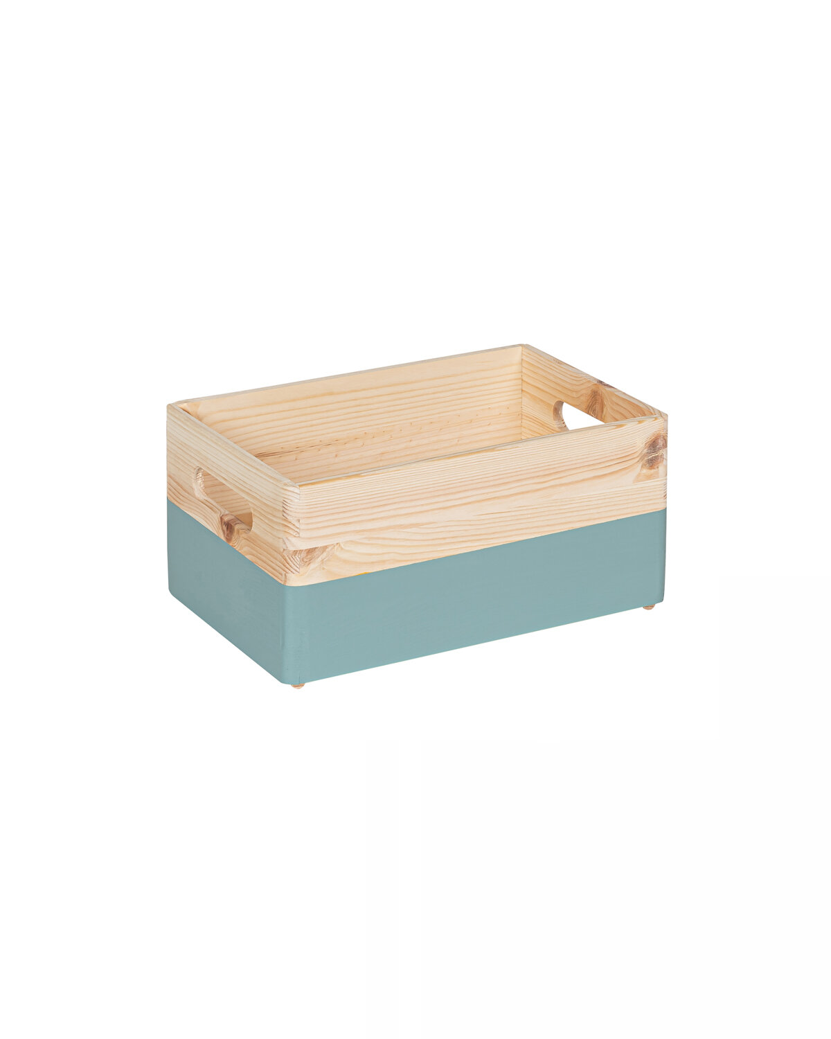 KIM Mini houten kist open met handgrepen - Denim - 30 x 20 x 13 cm