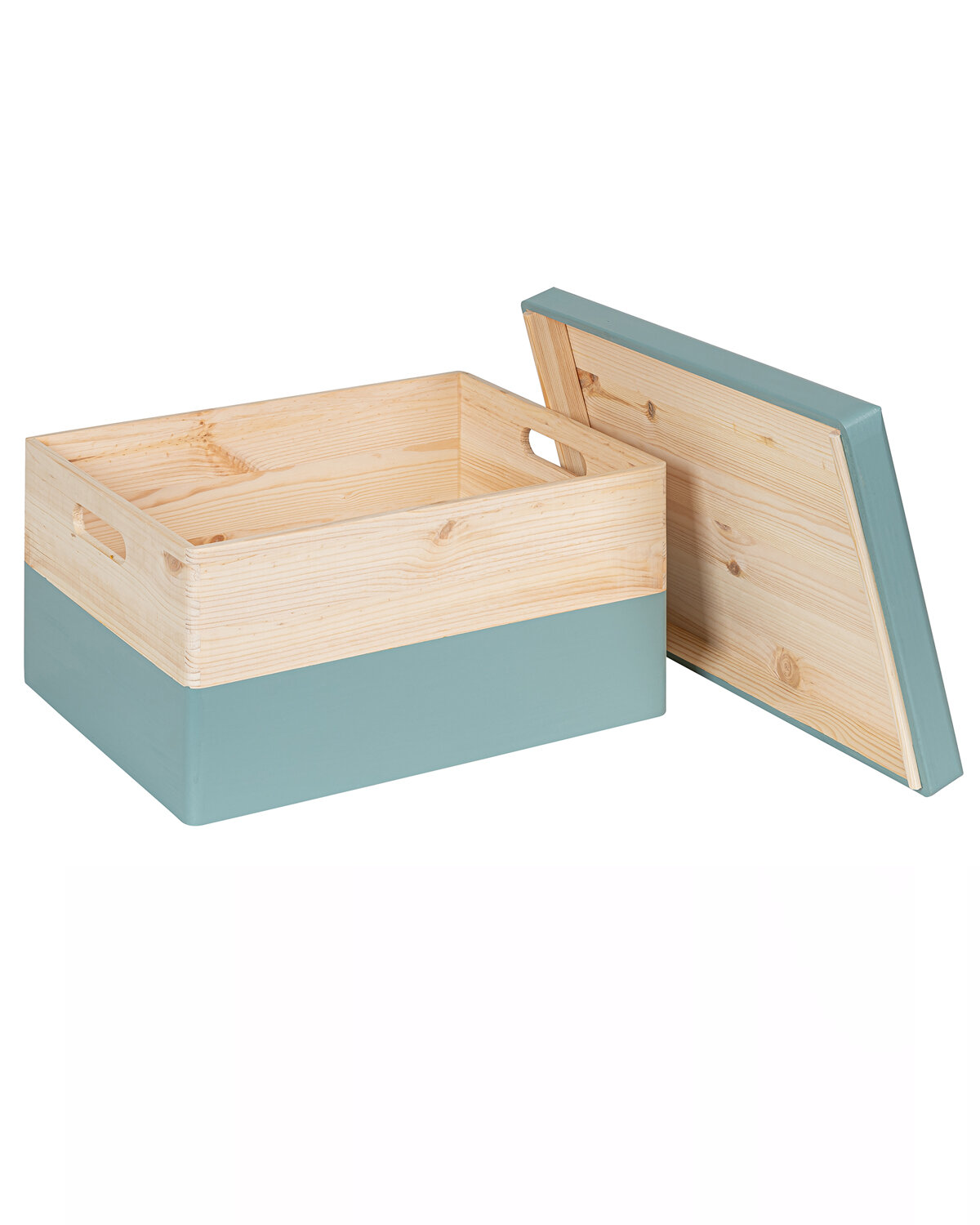 KIM Maxi houten kist - losse deksel - `denim - 40 x 30 x 23 cm