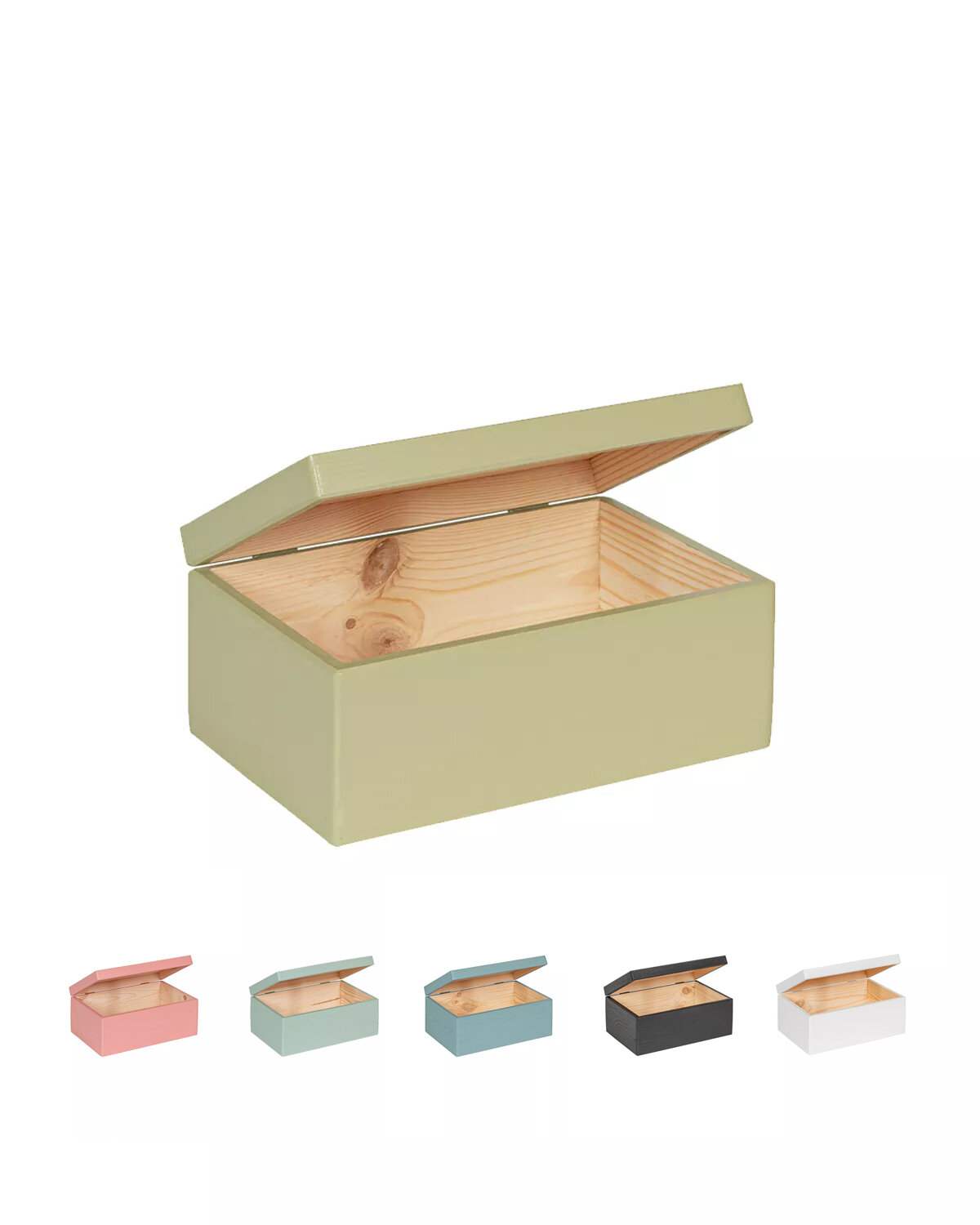 Eva mini houten kistje Pistache met klepdeksel - 30 x 20 x 13 cm