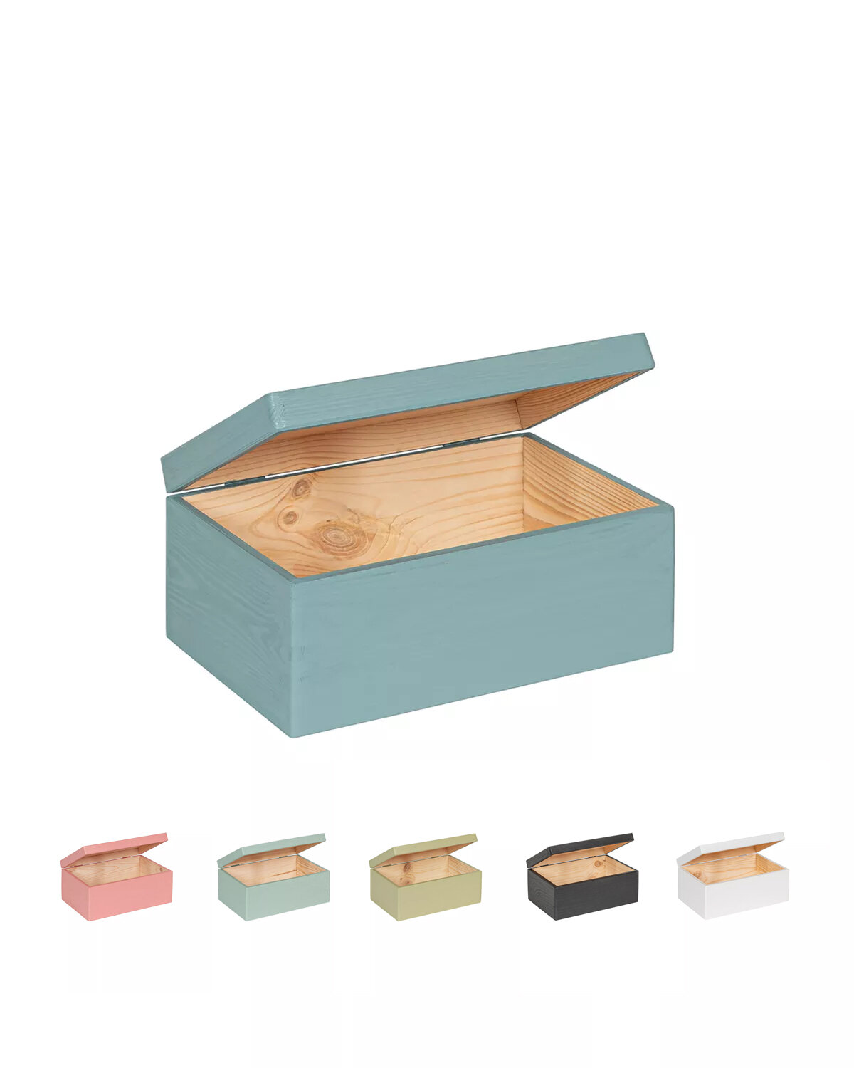 Eva mini houten kistje Denim met klepdeksel - 30 x 20 x 13 cm