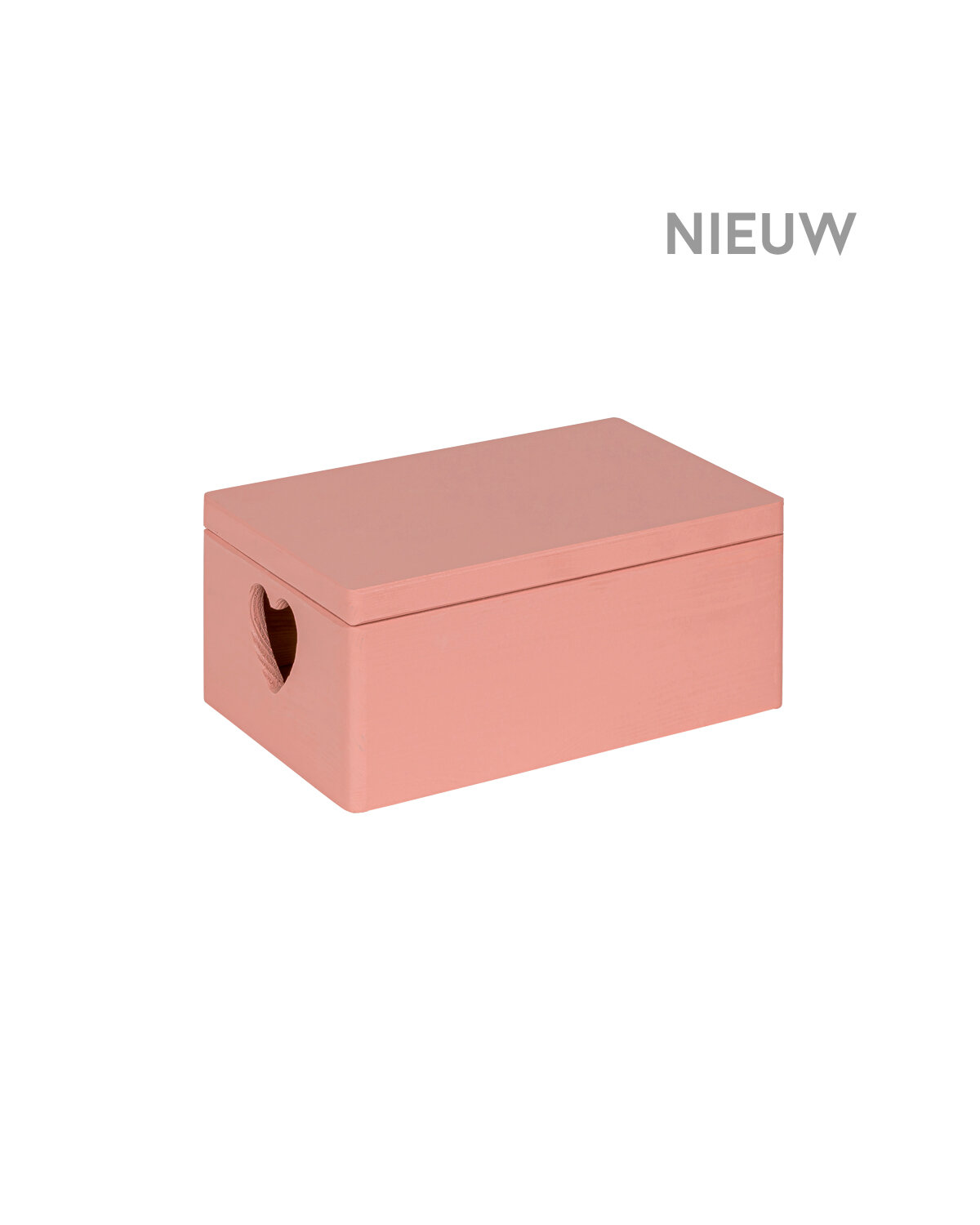 Eva mini houten kistje hart Framboos met klepdeksel