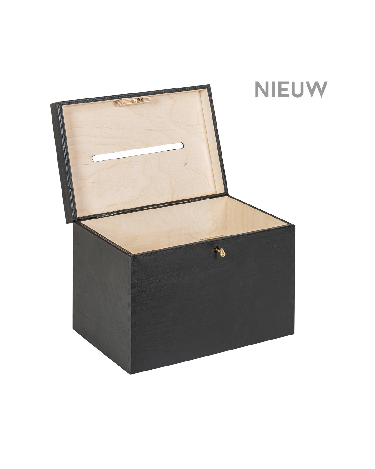 BAS enveloppenkist zwart afsluitbaar koperen sleutel - 30 x 20 x 23 cm