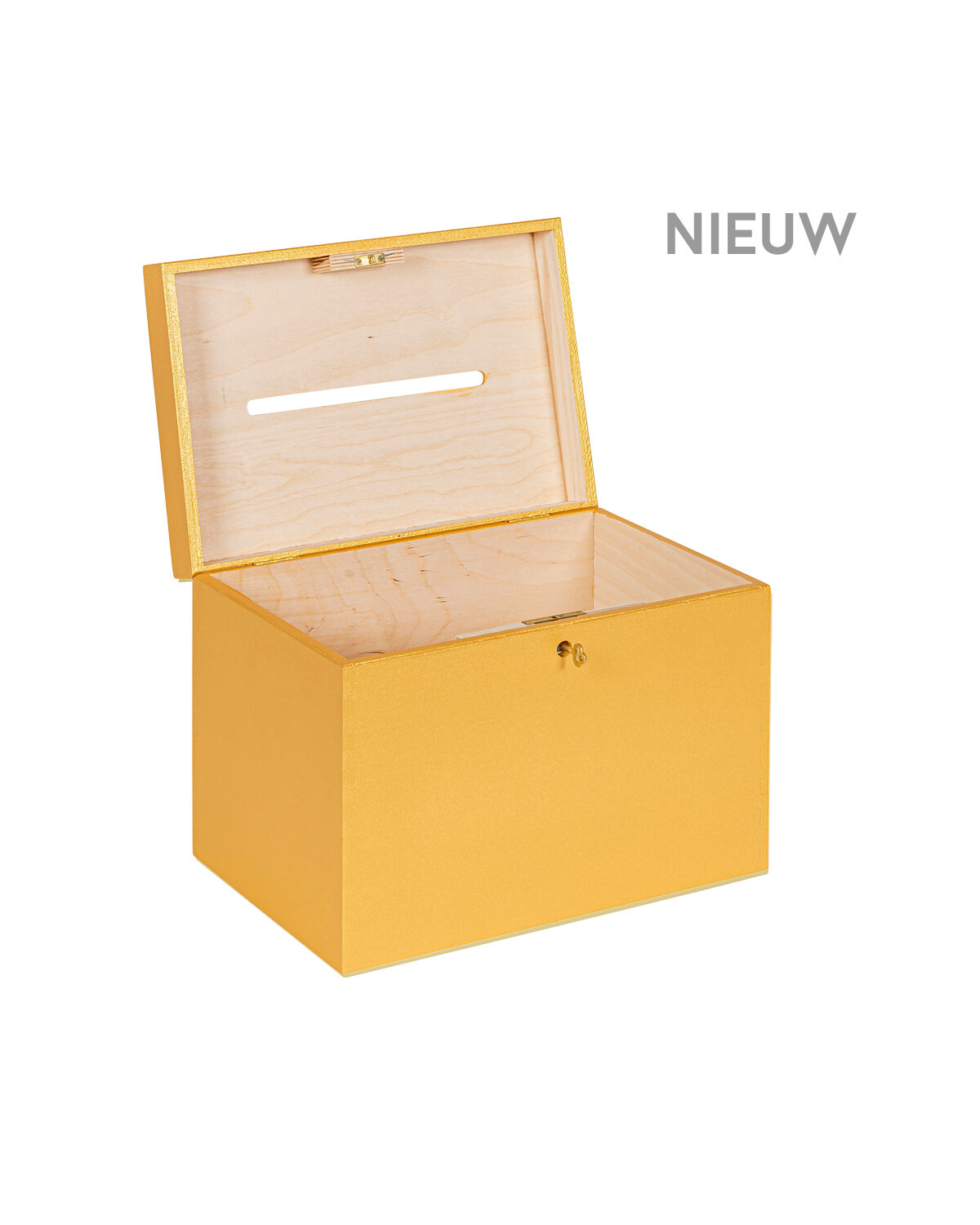 BAS enveloppenkist Goud afsluitbaar met koperen sleutel  - 30 x 20 x 23 cm