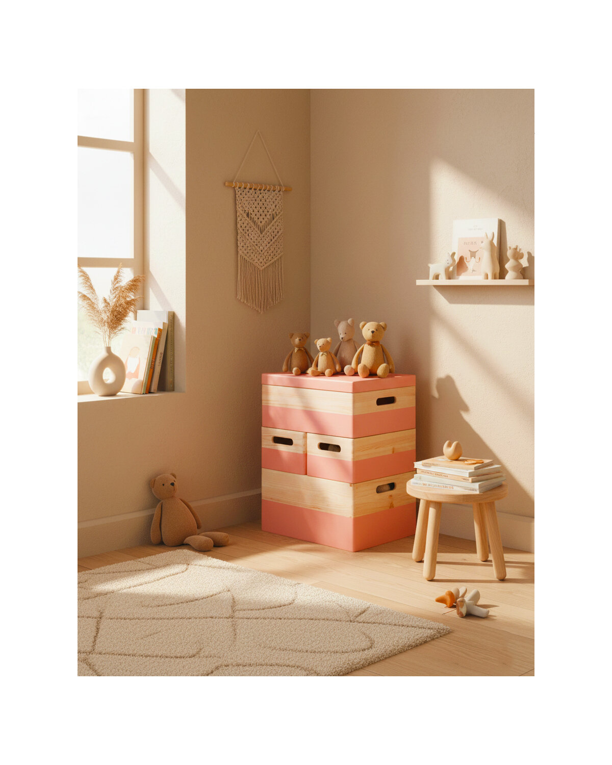 KIM Framboos Stapel set  - 40 x 30 x 49 cm