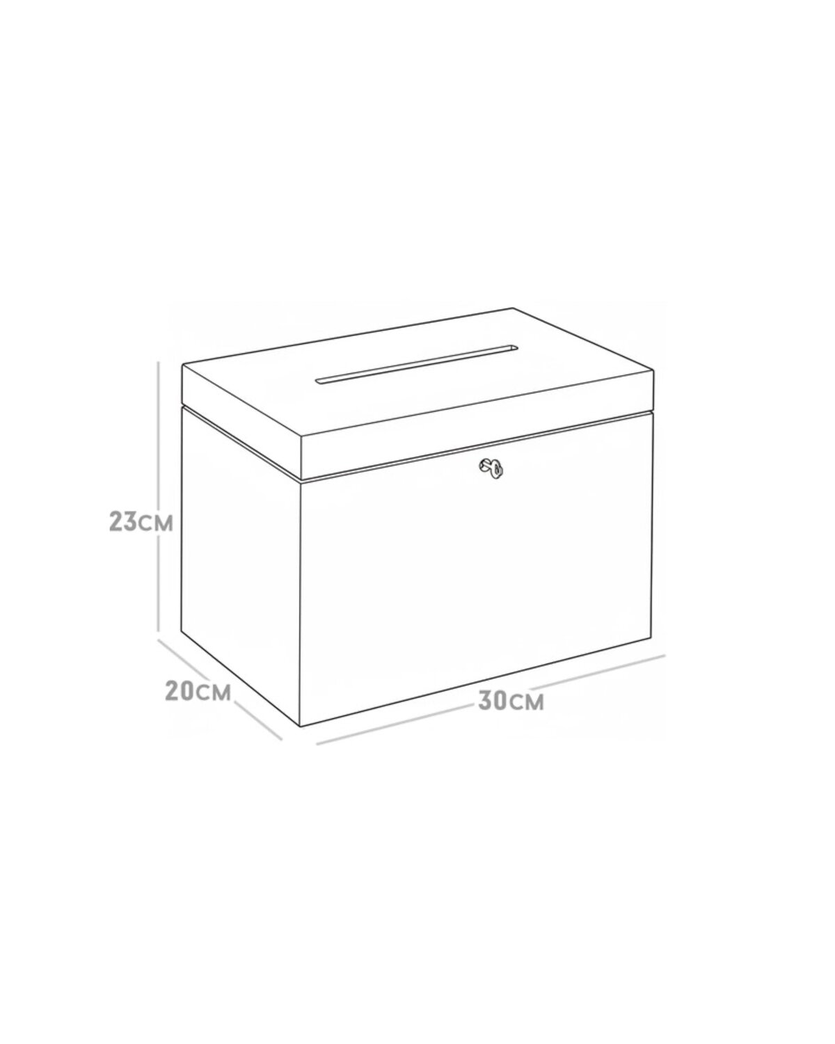 Bas - Houten enveloppenkist -met sleutel - wit - 30 x 20 x 23 cm 