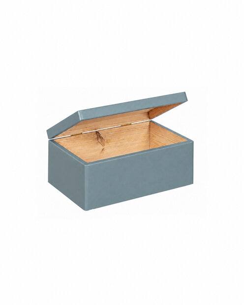 Eva mini houten kist denim kleur met klepdeksel - 30 x 20 x 13 cm